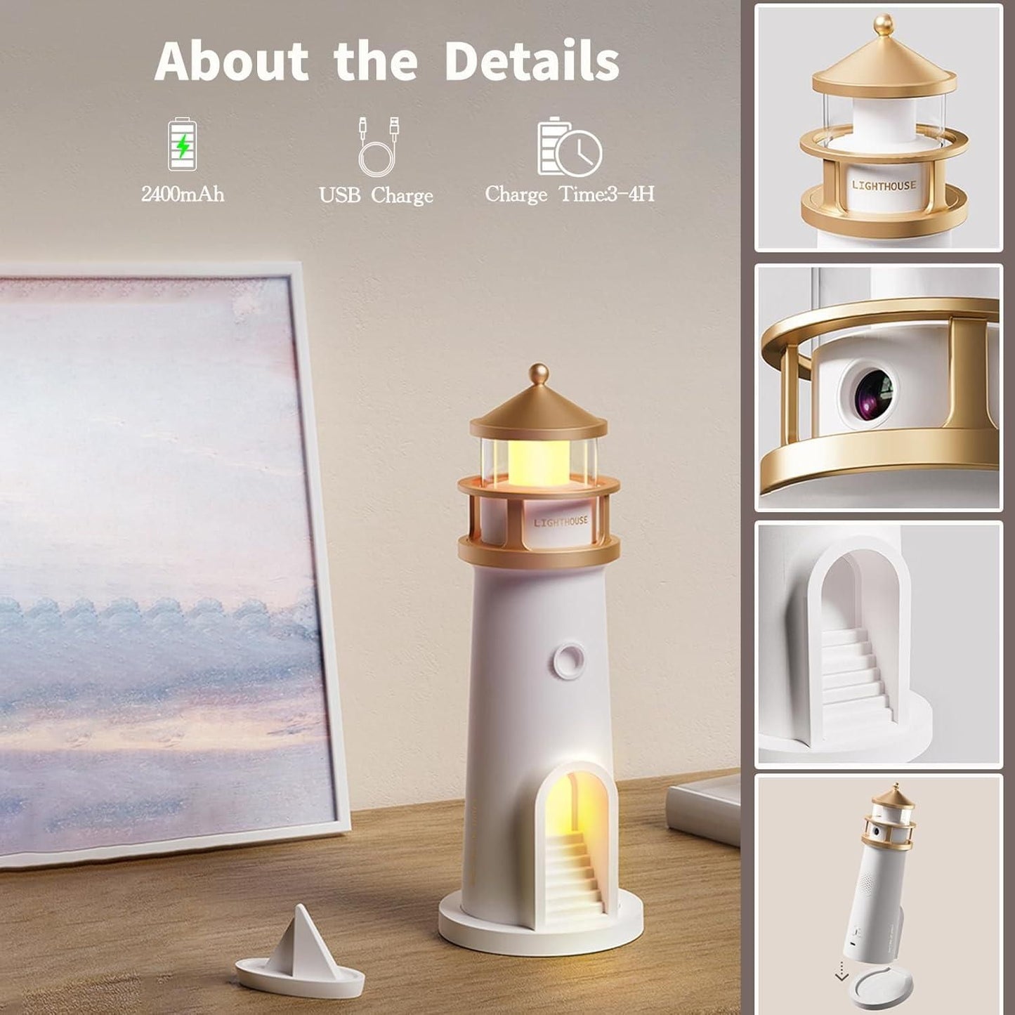 Lighthouse Moon Lamp Projector