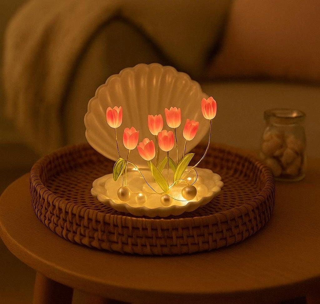 Tulip LED Light Flower Shell Lamp 🌷