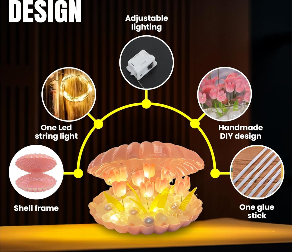 Tulip LED Light Flower Shell Lamp 🌷