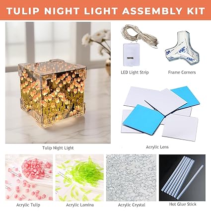 Tulip LED Flower Cube Mirror Decorative Lamp
