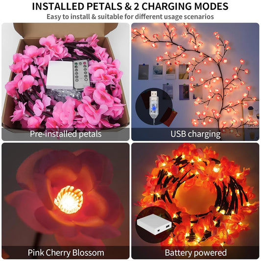 Cherry Blossom 🌸 LED Tree Branch Lights for Wall Decor