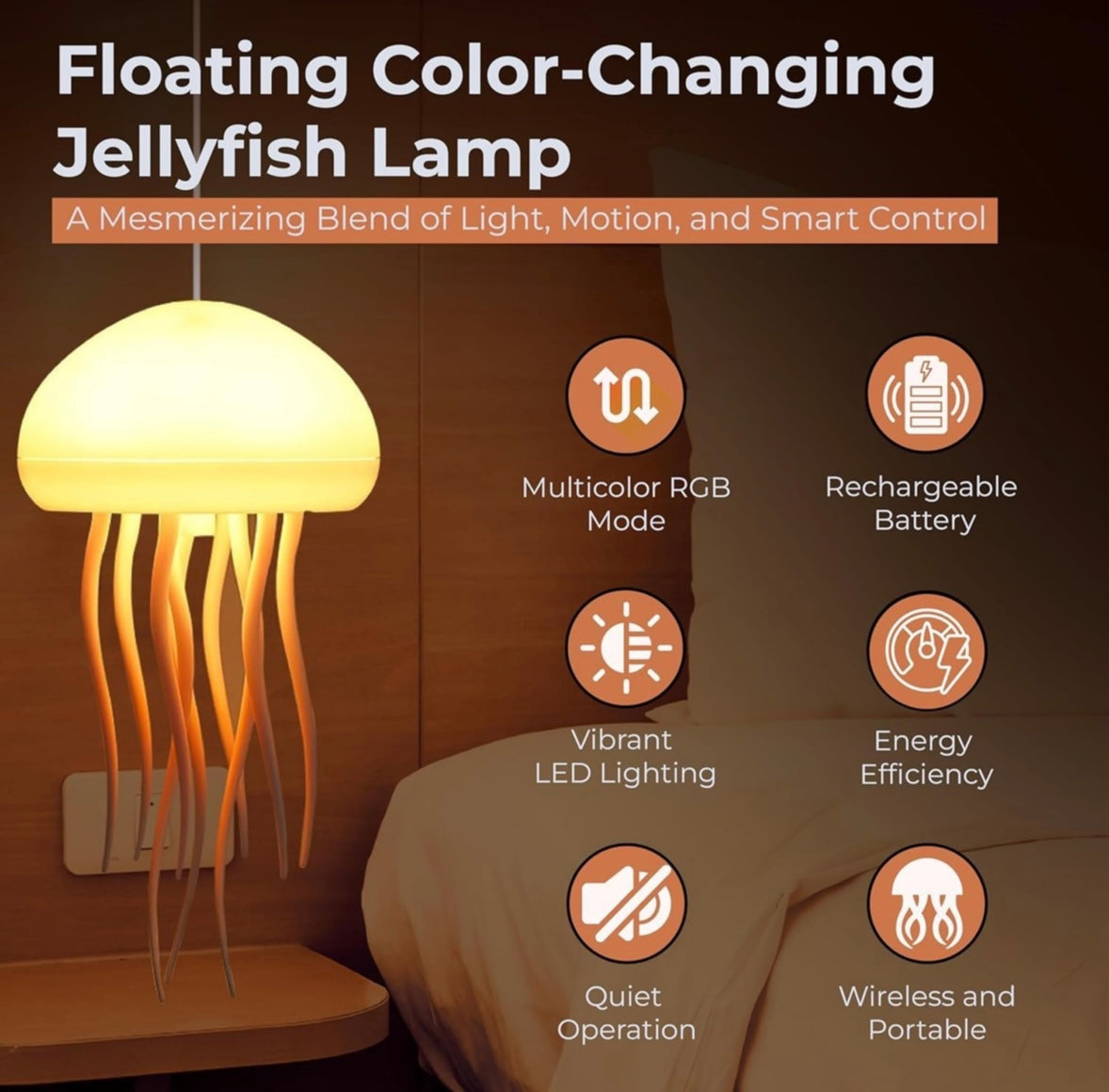 Jellyfish 🪼 LED Night Light – 7-Color Changing Lamp