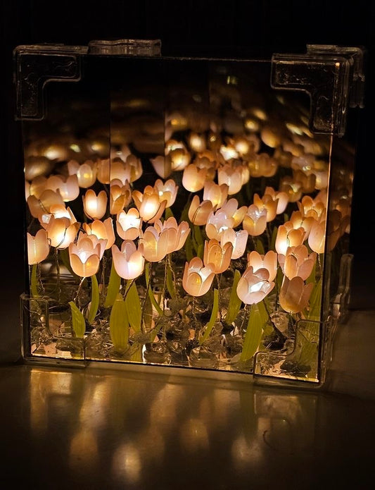 Tulip LED Flower Cube Mirror Decorative Lamp